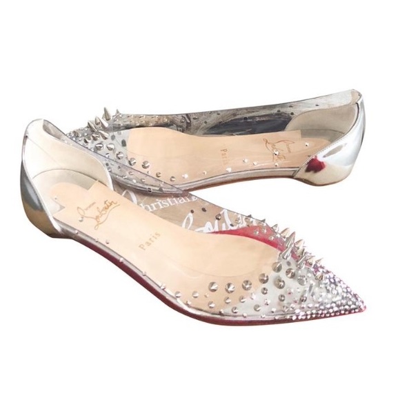 Christian Louboutin Shoes - Christian Louboutin Silver Collaclou In Silver/Silver Flats